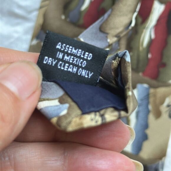 Vintage J. Garcia Red, Cream, Blue, Tan & Green Abstract Design Silk Tie - Picture 6 of 6